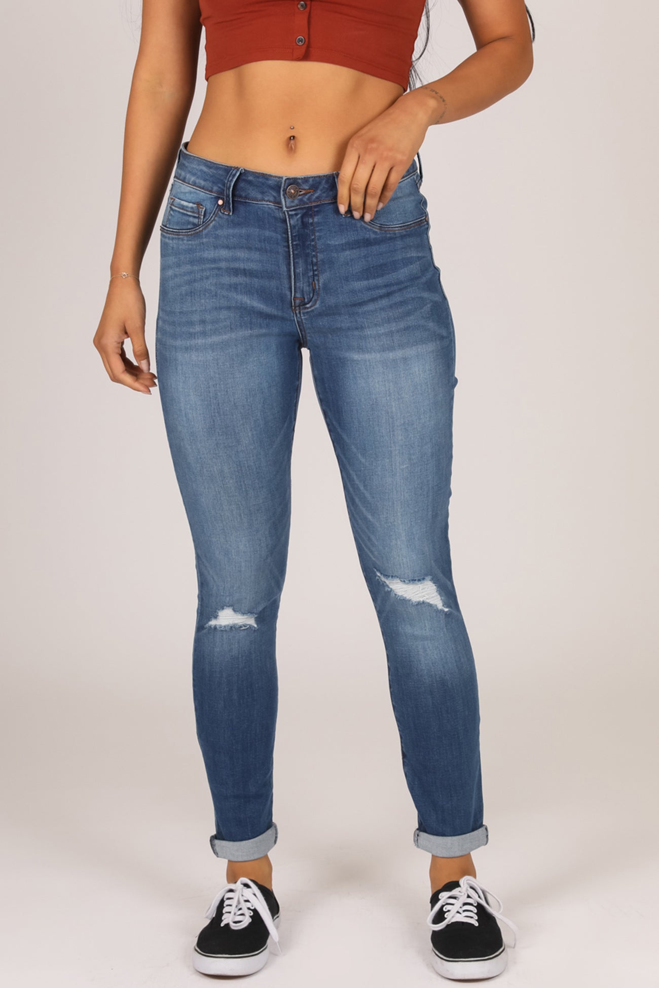 a.n.a - Plus Ripped Stretch Fabric Womens High Rise Skinny Fit Jegging Jean,  Color: Dk Melrose - JCPenney