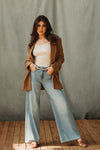 Alexa Raw Hem High Rise Jeans - Medium Blue Black