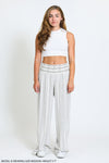 WIDE SMOCKED BOARDWALK PANT - BLACK/WHITE