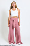 TIE WAIST TIERED WIDE LEG PANT - SUNKISS MAUVE