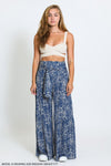 TIE WAIST TIERED WIDE LEG PANT - NAVY