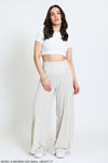 TIE WAIST TIERED WIDE LEG PANT - LIGHT SAND