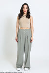 WIDE LEG BUTTON FLY PANT - DUSTY SAGE