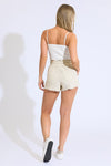 Kayla Paperbag Fray Hem Shorts - Olive Sand