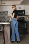 High Rise Wide Leg Pull On Jeans - Medium Indigo