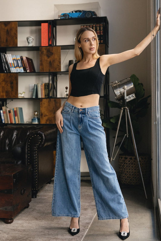 Baggy Dad Jeans - Medium Indigo