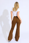 High Rise Fit and Flare Button Fly Pant - Chestnut
