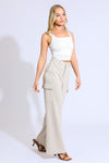 TROUSER WIDE LEG W/ CARGO POCKETS - STONE