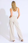 TROUSER WIDE LEG W/ CARGO POCKETS - STONE