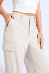 TROUSER WIDE LEG W/ CARGO POCKETS - STONE