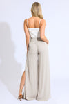SMOCKED FRONT WRAP WIDE LEG PANT- VINTAGE CLAY