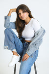 Alexa Raw Hem High Rise Jeans - Medium Wash