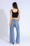 ASHLEY CLASSIC RISE A-LINE BAGGY JEANS - BLUE BLACK