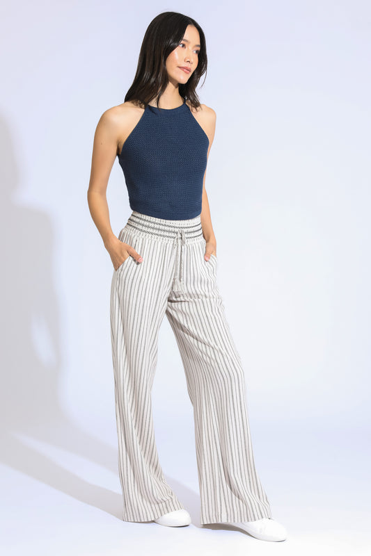LUNA BOARDWALK WIDE LEG PANT - KHAKI BLACK
