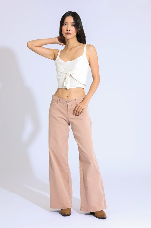 Ashley Classic Low Rise A-Line Baggy Jeans - Sandstone