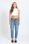 HIGH RISE CARPENTER MOM JEANS - 70'S BLUE