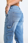 HIGH RISE CARPENTER MOM JEANS - 70'S BLUE