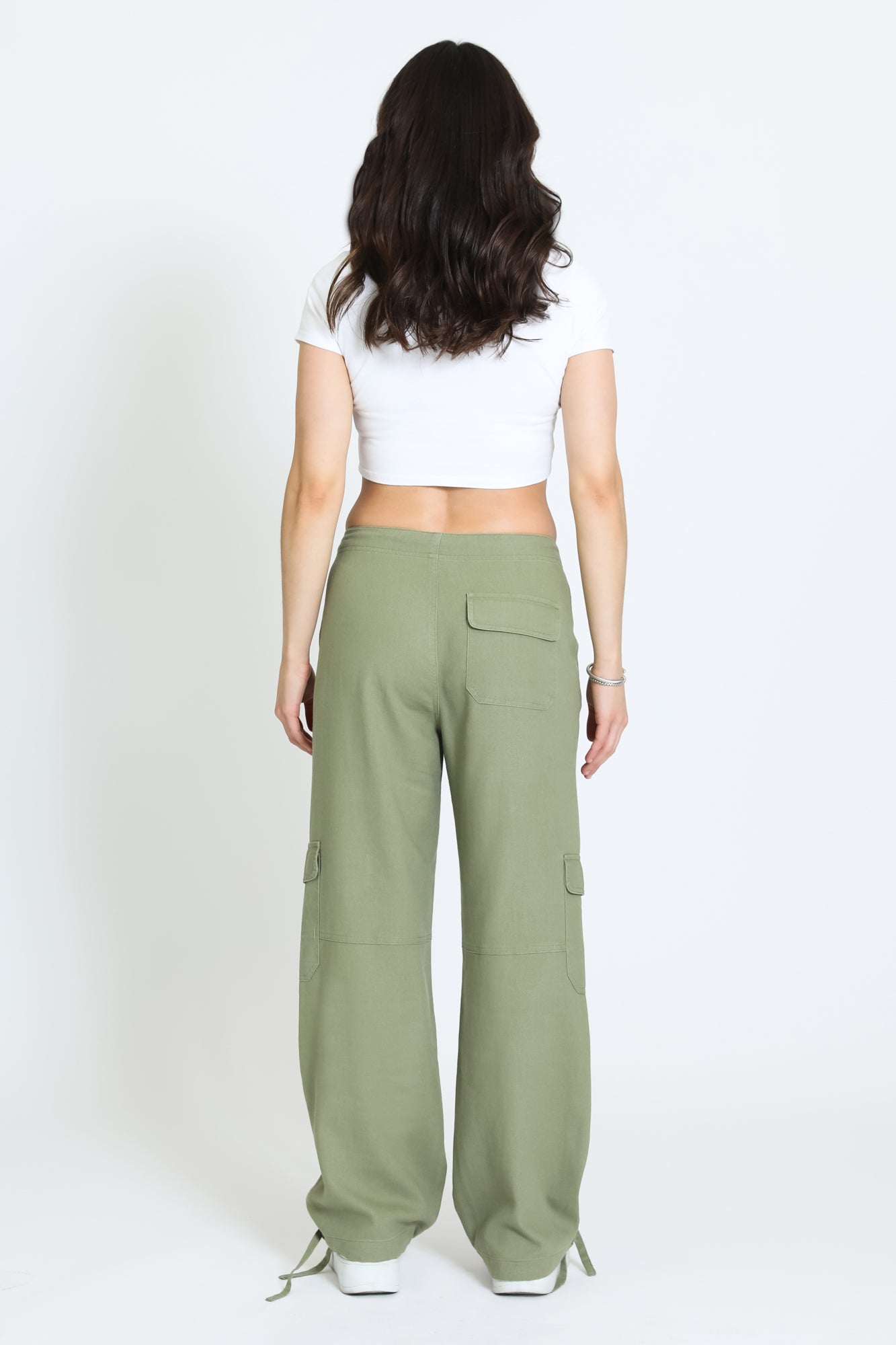 RSQ Womens Low Rise Parachute Pants - OLIVE