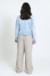 WIDE LEG BUTTON FLY PANT - TAUPE