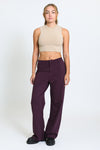 SUPER HIGH RISE WIDE LEG TROUSER - PLUM