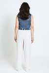 WIDE LEG BUTTON FLY PANT - ECRU