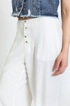 WIDE LEG BUTTON FLY PANT - ECRU