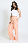 WIDE LEG BUTTON FLY PANT - SOFT CORAL
