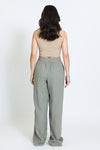 WIDE LEG BUTTON FLY PANT - DUSTY SAGE