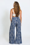 TIE WAIST TIERED WIDE LEG PANT - NAVY