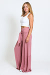 TIE WAIST TIERED WIDE LEG PANT - SUNKISS MAUVE