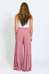 TIE WAIST TIERED WIDE LEG PANT - SUNKISS MAUVE