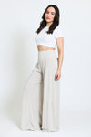 TIE WAIST TIERED WIDE LEG PANT - LIGHT SAND