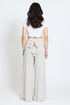 TIE WAIST TIERED WIDE LEG PANT - LIGHT SAND