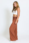 WIDE SMOCKED BOARDWALK PANT - RUST