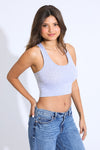 ESSENTIAL SCOOP NECK TANK TOP - HEATHER GREY