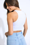 ESSENTIAL CROPPED KNIT TANK - WHITE