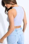 ESSENTIAL CROPPED KNIT TANK - HEATHER GREY