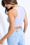 Alexa Raw Hem High Rise Jeans - Medium Blue Black