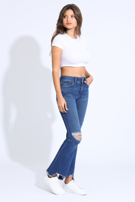Josie High Rise Flare Jeans - Blue Black