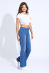 Sophia Fray Hem High Rise Seamed Flare Jeans - Blue Black