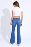 Sophia Fray Hem High Rise Seamed Flare Jeans - Blue Black