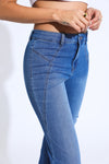 Sophia Fray Hem High Rise Seamed Flare Jeans - Blue Black
