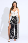 WIDE LEG BORDER WRAP PANT - BLACK FLORAL