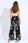 WIDE LEG BORDER WRAP PANT - BLACK FLORAL