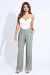 WIDE LEG BEACH PANT - DUSTY SAGE