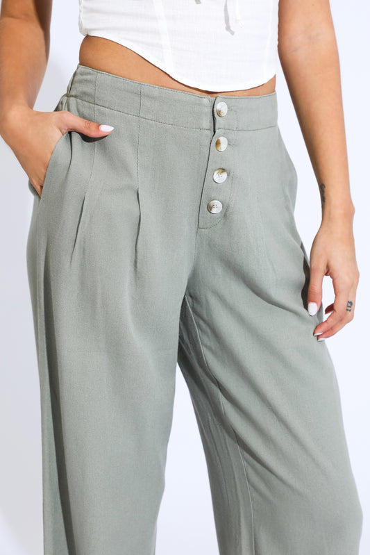 WIDE LEG BEACH PANT - DUSTY SAGE