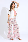 SMOCKED FRONT WRAP WIDE LEG PANT- SUNKISS MAUVE