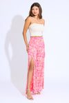 SMOCKED FRONT WRAP WIDE LEG PANT - HOT PINK