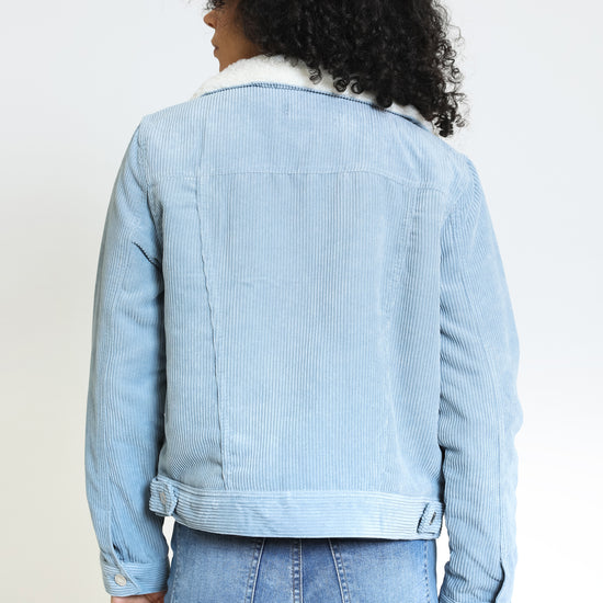 Iris Corduroy Sherpa Jacket - Dusty Blue – Rewash Brand