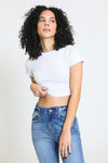 Essential Cropped Thermal Tee - White